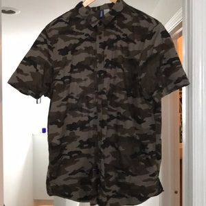Camo short sleeve button down